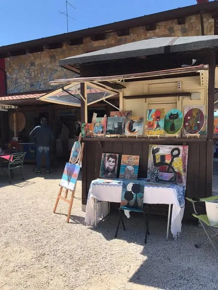 Outdoor display of artworks by Flavia