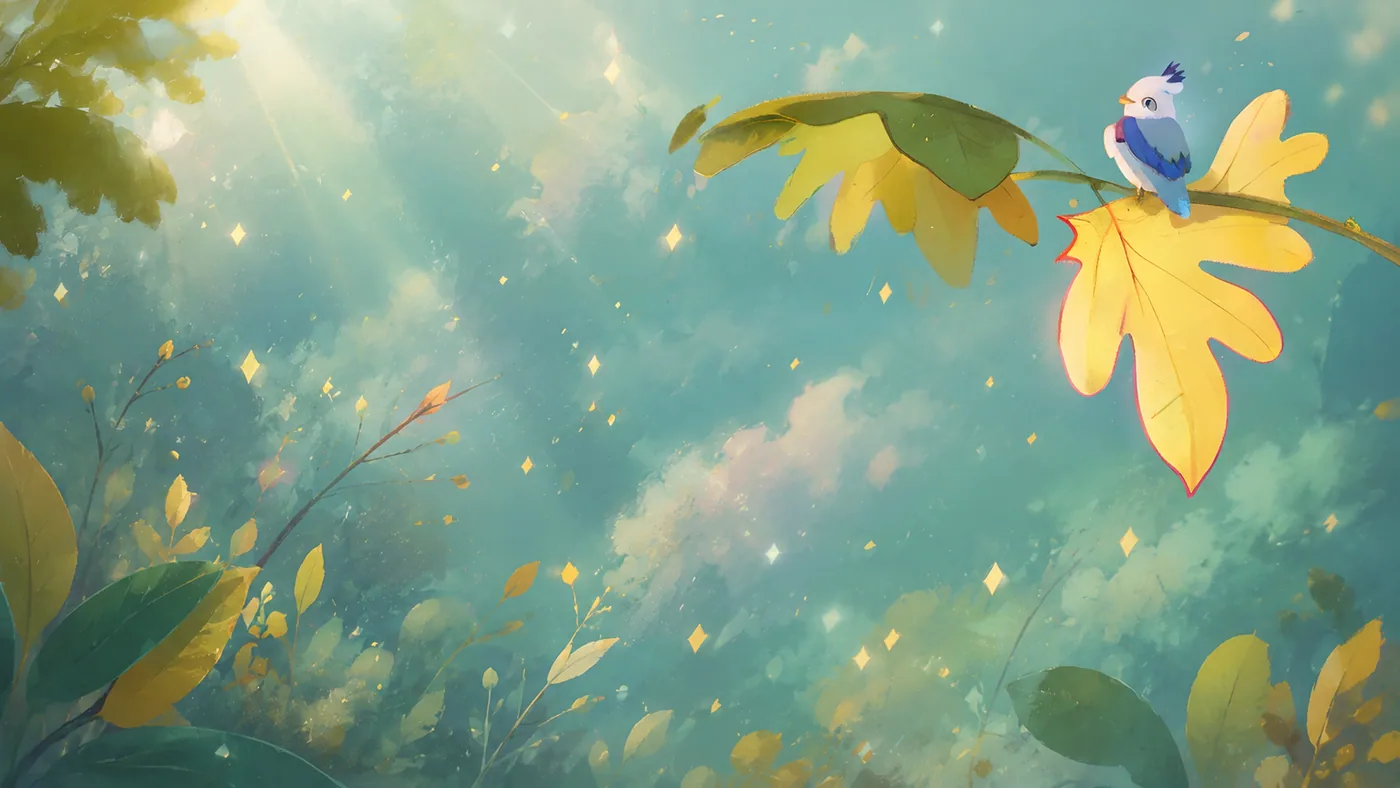 Sunlit blue and yellow foliage study