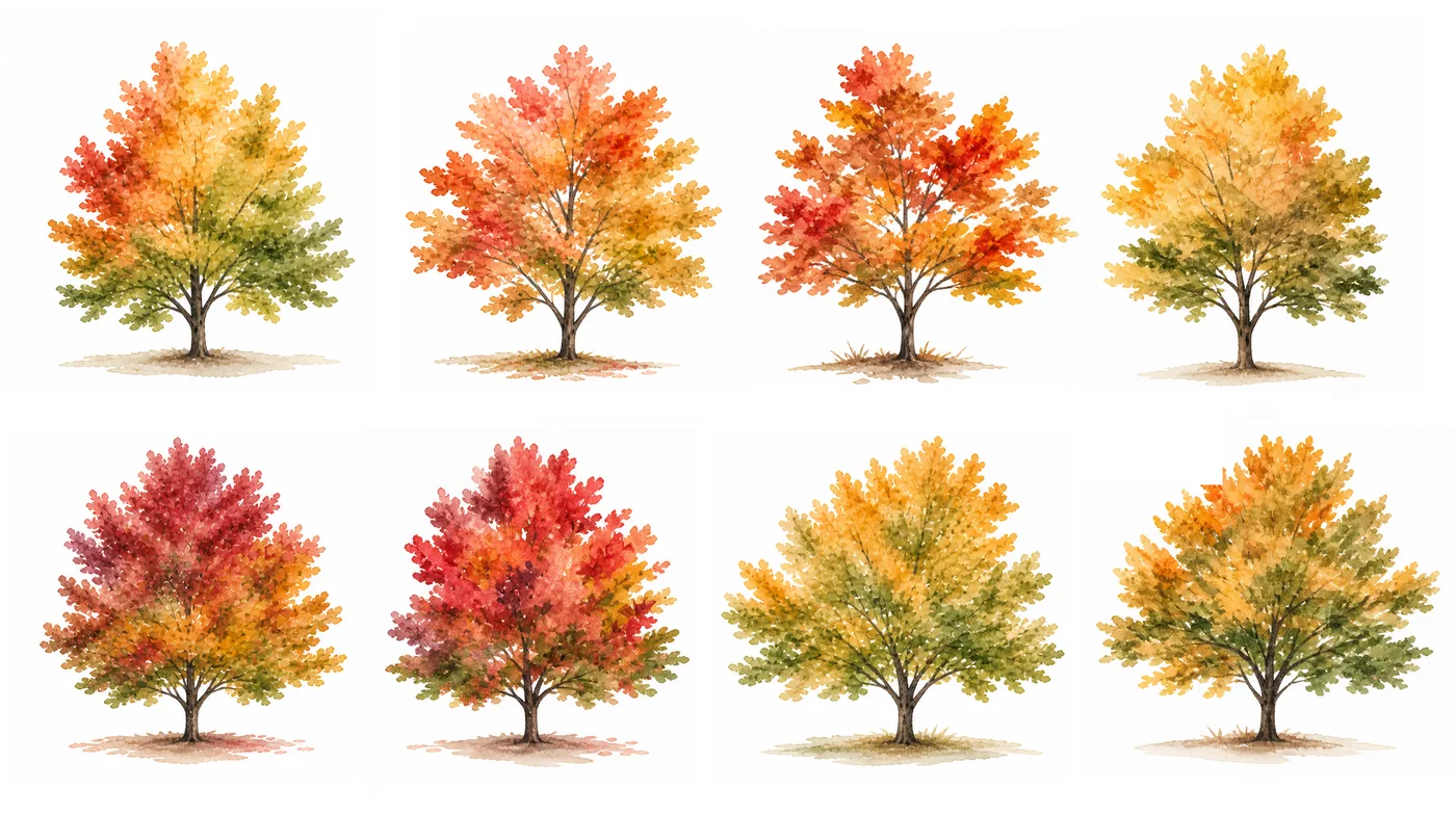 Autumn tree color variation sheet