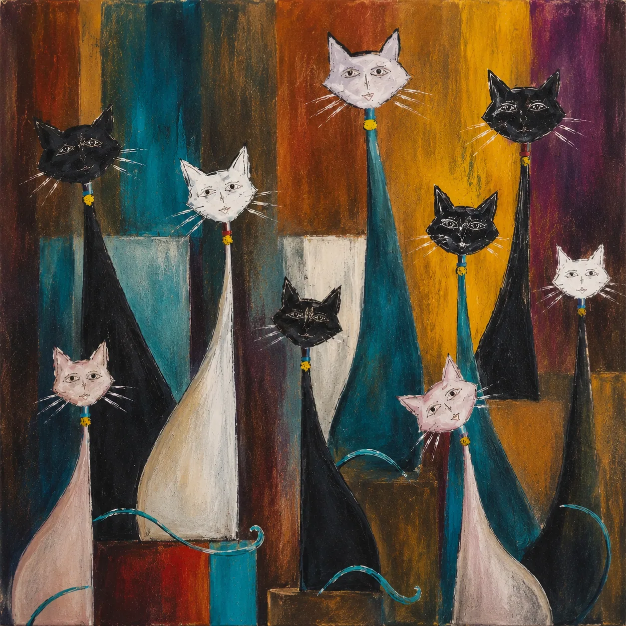 Stylized cat on an abstract background from the shared Tinto archive